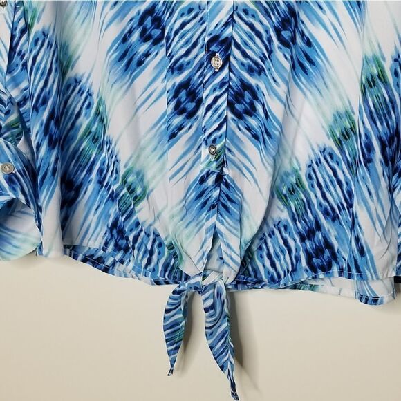 Investments Slim Factor De Collections Women's Long Sleeve Button Up Blouse Sz M - Picture 6 of 14